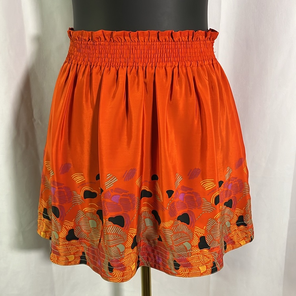 NWT Urban Outfitters Ecote Red Floral Smocked Waist Mini Swing Skirt
